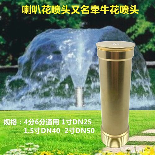 加厚全铜喇叭花喷头 牵牛花水景景观水池泉喷造景假山庭院4分6分