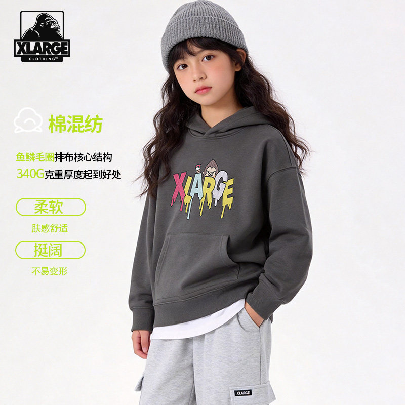 XLARGE中大童卡通连帽卫衣图片