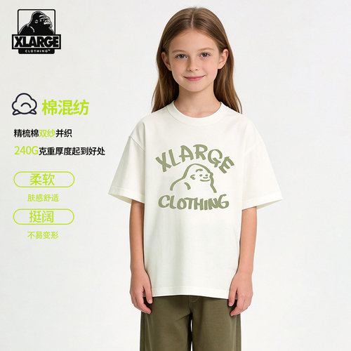 XLARGE儿童吸湿速干圆领短袖T恤
