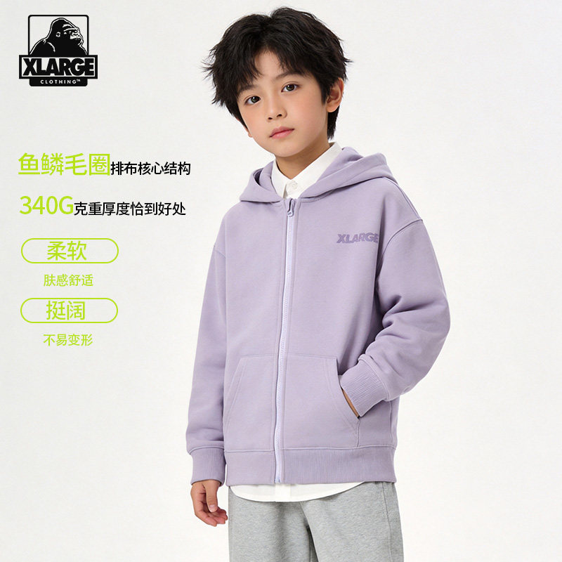 XLARGE中大童连帽拉链卫衣图片