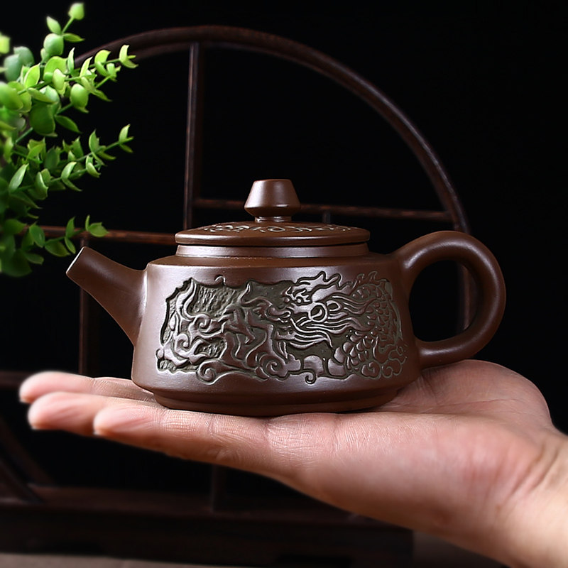 宜兴紫砂壶仿青铜器功夫茶具陶瓷纯手工大茶壶茶杯单壶小号家用