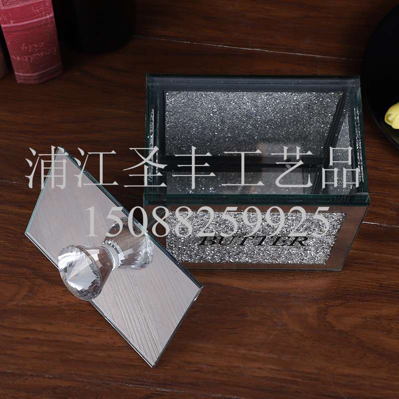 水晶玻璃透明带盖黄油罐盅缸盘碗碟调料罐缸餐厅奶酪缸罐厂家直供