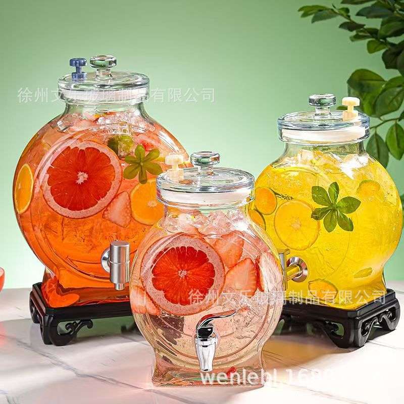 高颜值10斤泡酒专用玻璃瓶杂粮密封罐子带龙头底座家用酒坛子酒桶