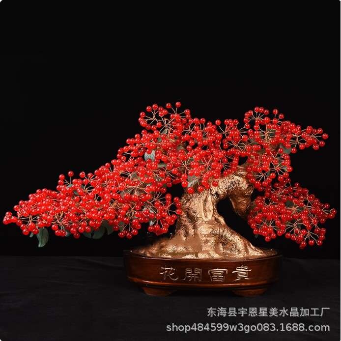 天然巴西黄水晶招财摇钱发财树摆件家居桌面客厅大号轻奢公司开业