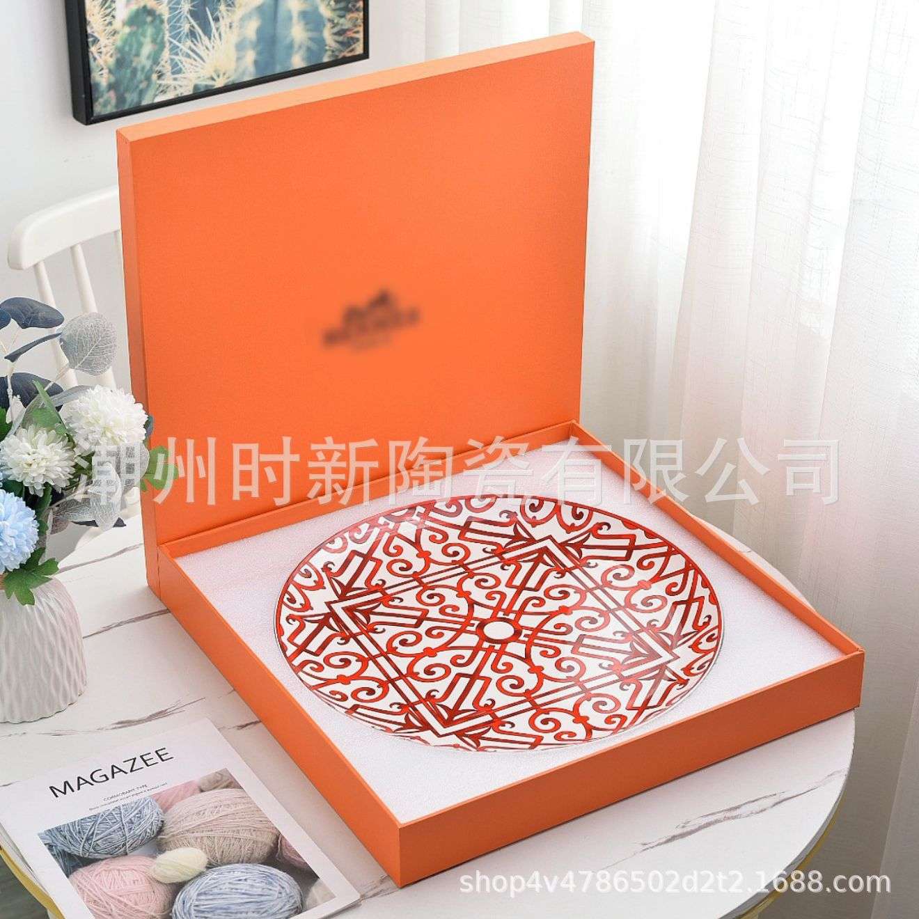 16寸40.6CM欧式骏马茶具托盘H家用客厅柜装饰特大盘金格银马拉车
