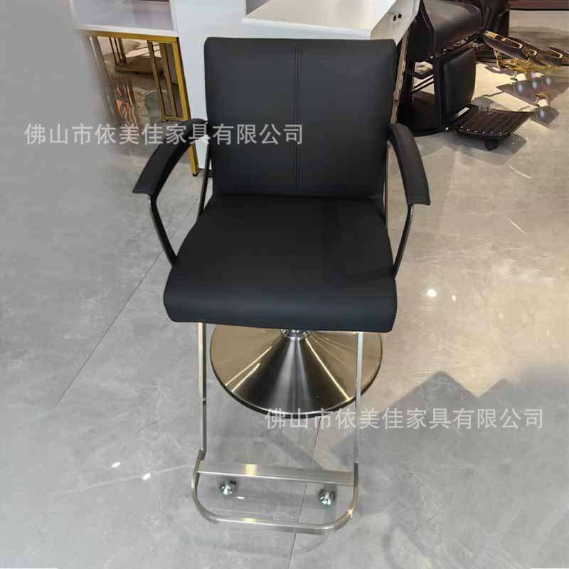 理发店椅子带扶手加厚座椅舒适带脚踏美发椅旋转可升降美发店椅子