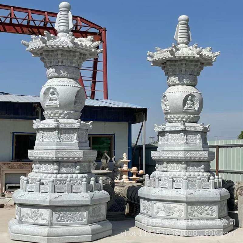 石雕佛塔汉白玉舍利塔八宝塔花岗岩菩提塔寺院大型雕塑藏氏佛塔