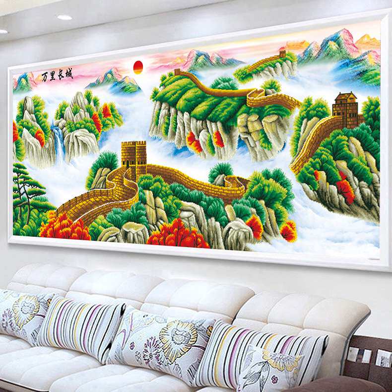 蒙娜丽莎印花十字绣龙腾盛世万里长城大幅满绣新款客厅风景山水画