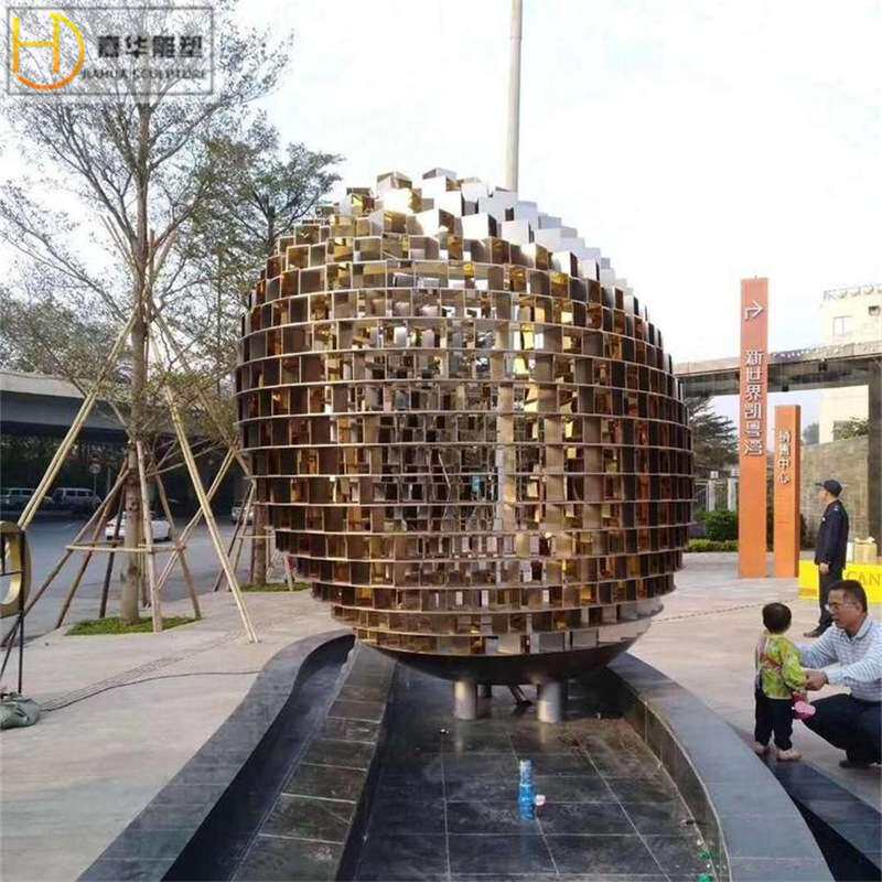 大型不锈钢雕塑制作售楼部校园广场地标圆环抽象镜面金属景观摆件