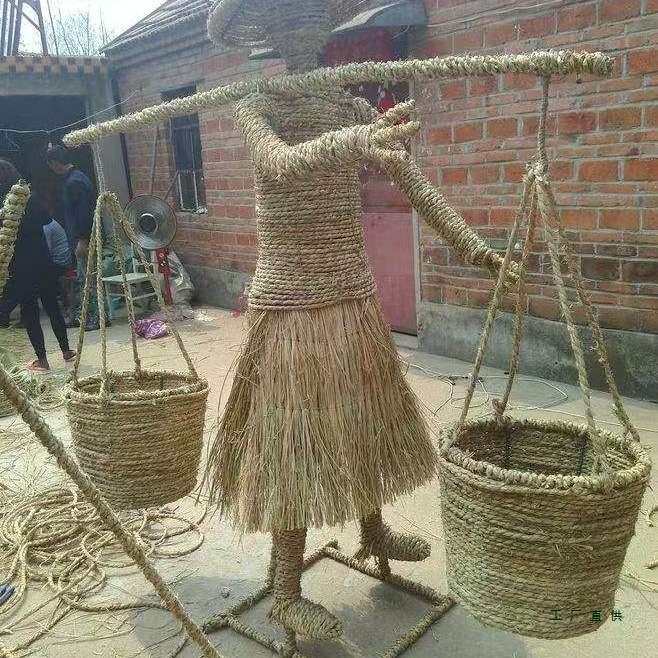 稻草工艺品制作稻草人手工编织景区草人摆件幼儿园定 制量大优批