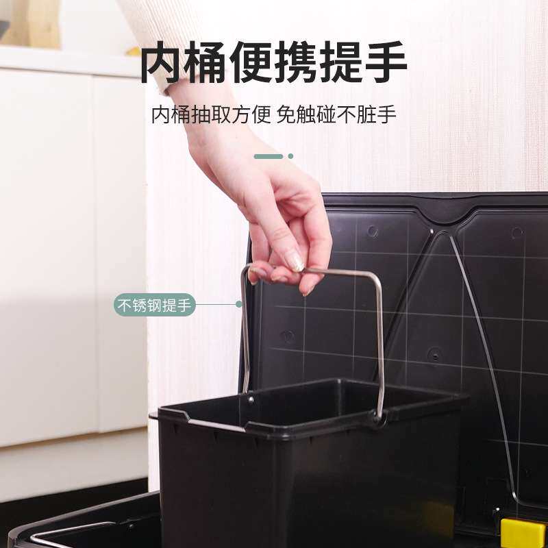 家用厨房干湿分离不锈钢分类垃圾桶脚踏垃圾桶客厅双桶三桶办公室
