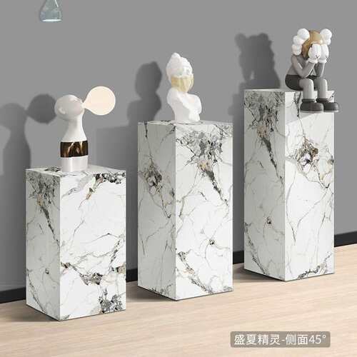2025新款客厅玄关装饰摆件底座岩板大理石花架展厅雕塑工艺品底台