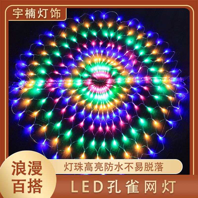 草坪孔雀室外灯工程亮化高亮户外防水网灯酒店装饰led渔网灯超亮
