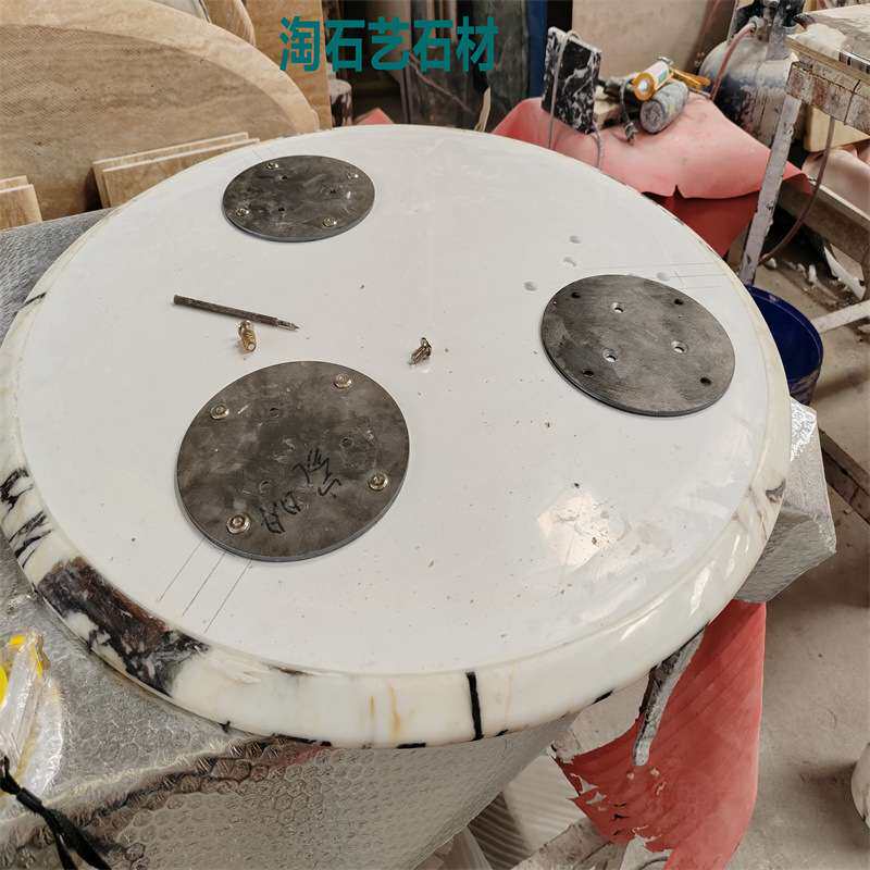 法式天然大理石餐桌云浮家用厂家奢石圆桌带桌腿底座茶几台面石材