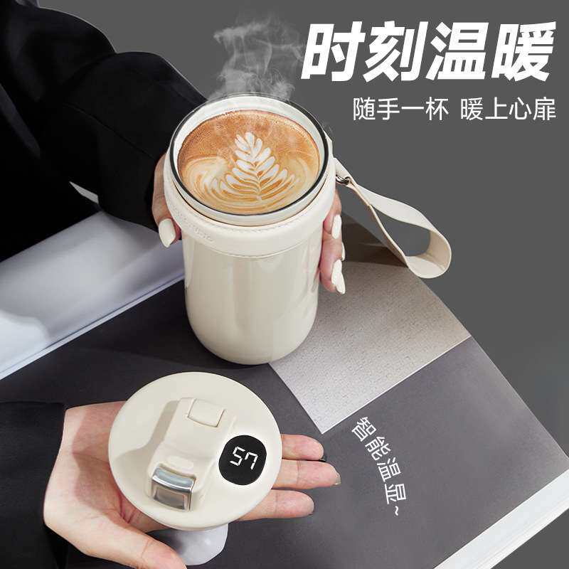 草莓生活陶瓷内胆保温杯家用便携杯子高颜值316不锈钢智能咖啡杯