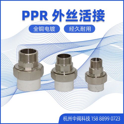 20PPR铜活接4分6分1寸2寸外丝活直接管件配件25/32水管直通接头63