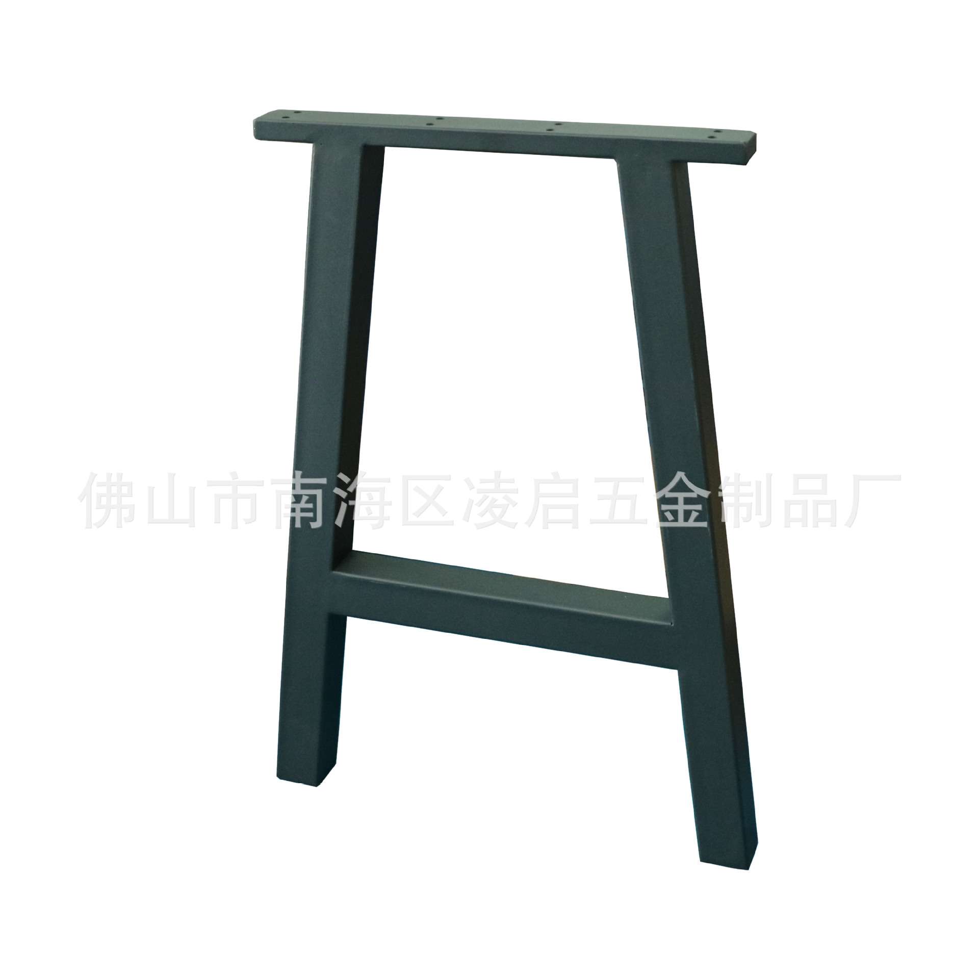 厂供28寸H型金属方管桌脚桌腿黑色烤漆桌子支撑脚梯形700mm高桌脚