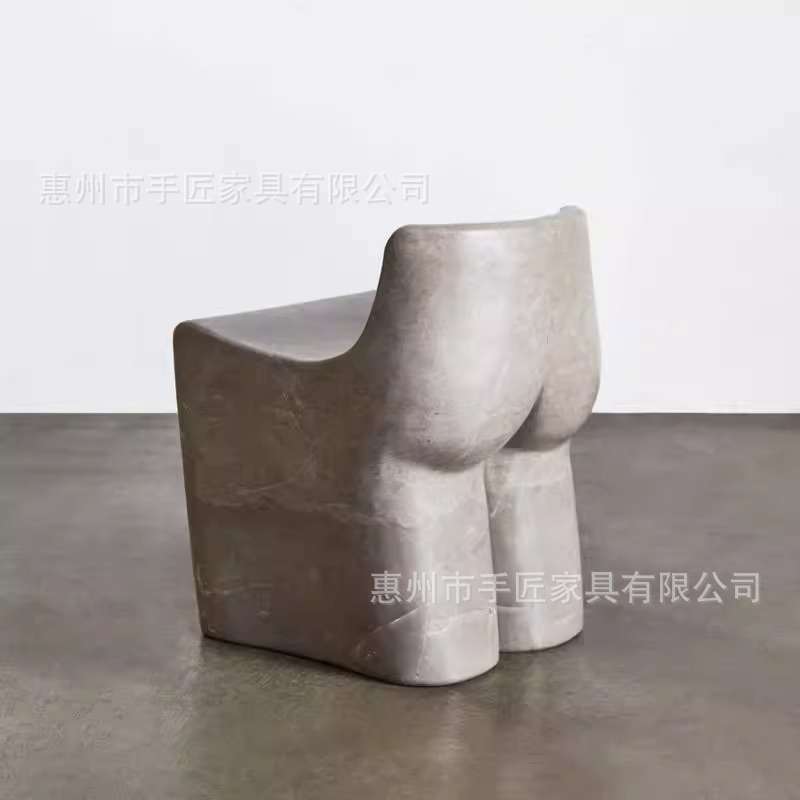 客厅沙发阳台复古民宿宅寂风经典抽象玻璃钢屁股凳仿大理石矮凳子