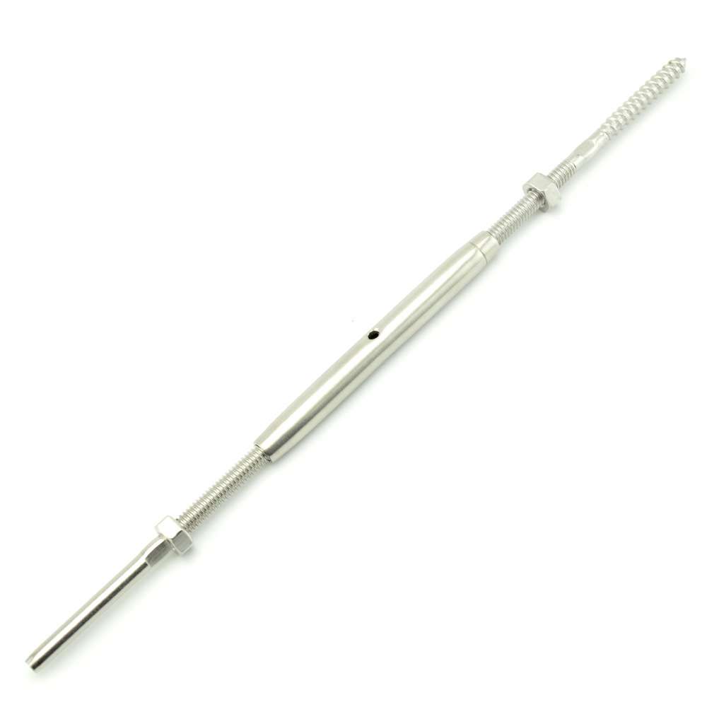 10支装316不锈钢直杆木螺丝1/8"钢丝绳缆花篮接线器木桩楼梯配件