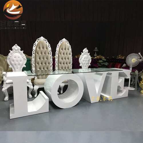 【JH-HL31】厂家 婚庆钢化玻璃桌背景装饰LOVE形状 婚礼形象桌