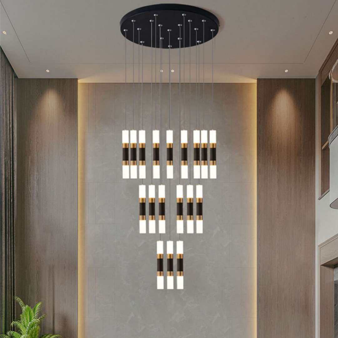 复式楼梯吊灯现代简约北欧别墅客厅吊灯旋转楼梯跃层长吊灯餐厅灯