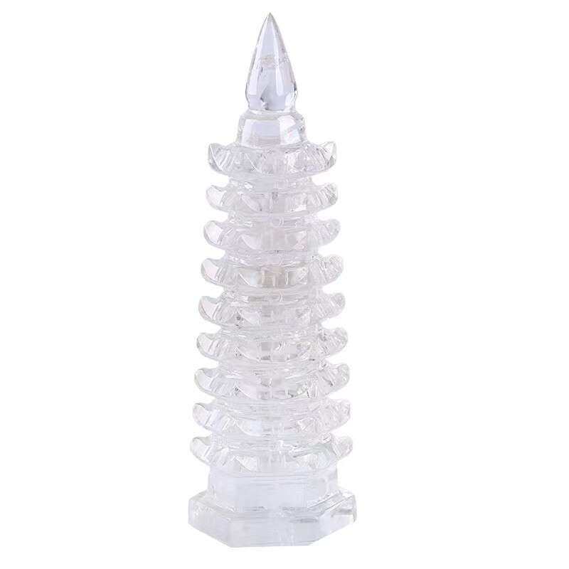 天然白水晶文昌塔摆件 原石手工打磨9层13层宝塔 居家工艺装