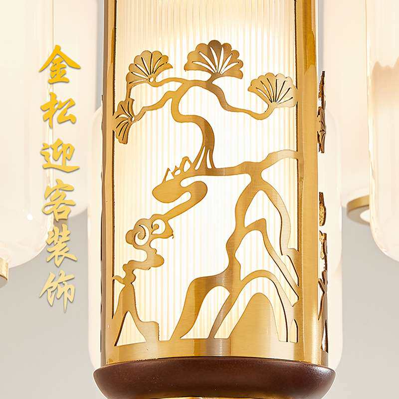 新中式客厅吊灯2026年新款大气中国风山水画餐厅铜灯广东客厅吊灯