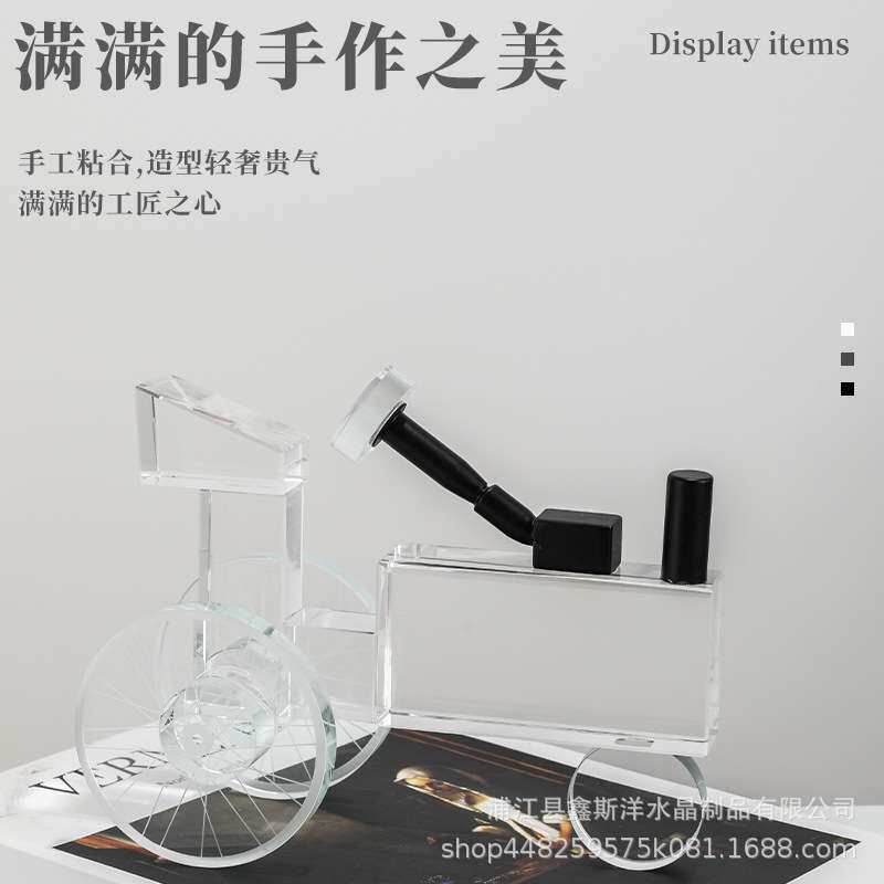 创意轻奢蒸汽汽车水晶摆件样板房售楼部直播间客厅书房玄关工艺品