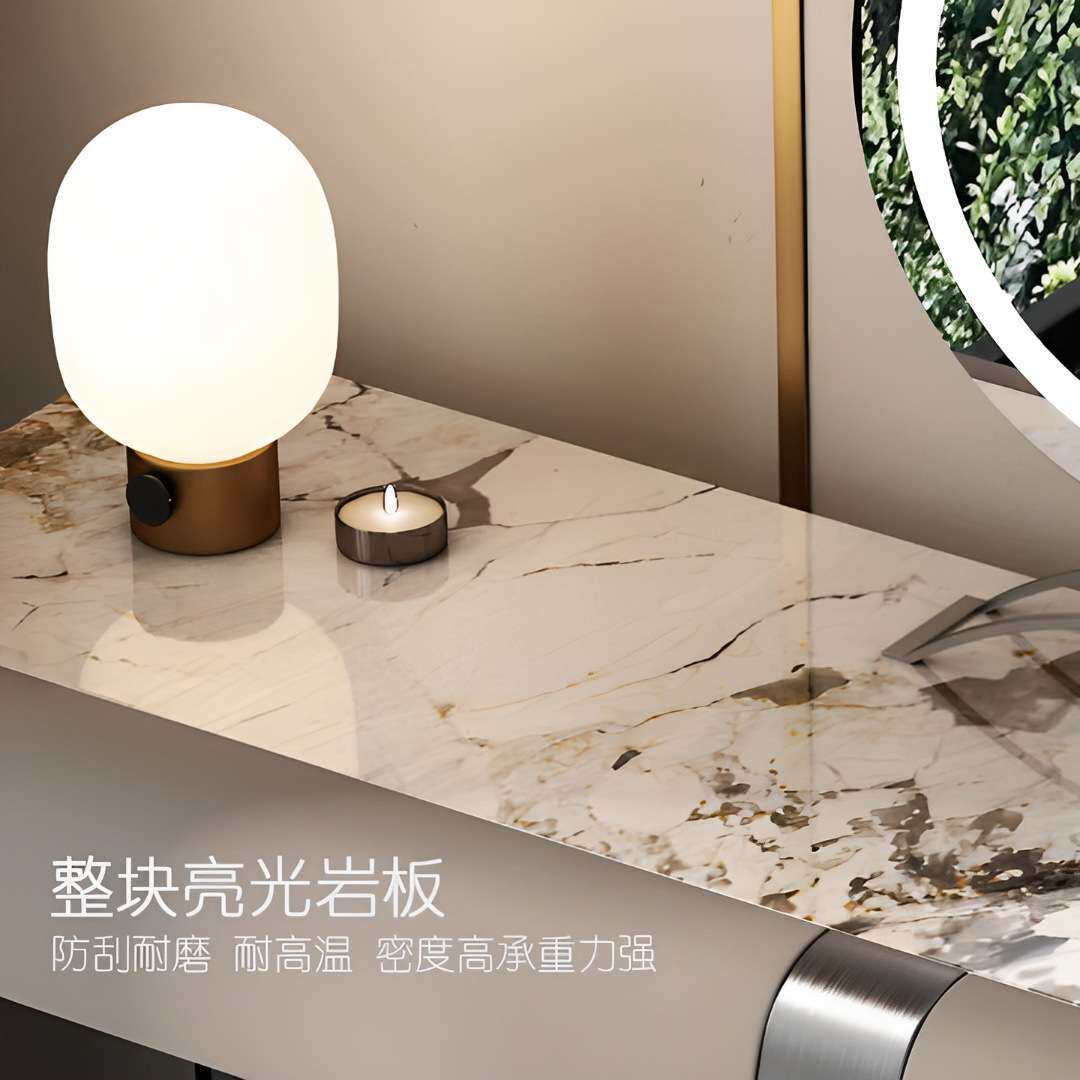 简约岩板梳妆台全实木化妆桌收纳一体柜镜子带灯多功能卧室梳妆台