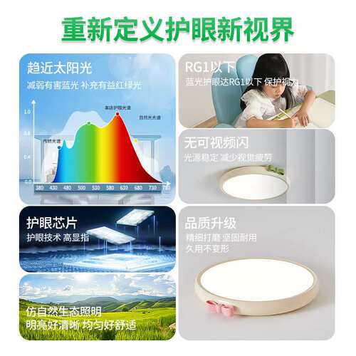 卧室吸顶灯法式奶油简约客厅房间家装灯饰全光谱LED中山灯具1调光