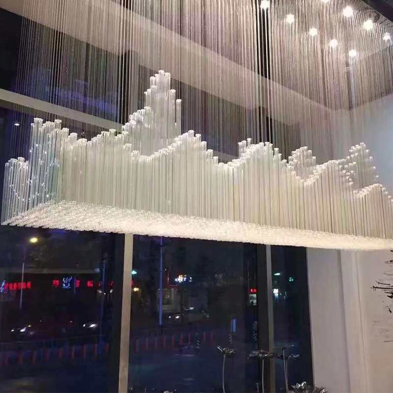 大型水晶吊灯厅售楼工程灯饰酒店别墅客大堂沙盘山形创意灯具