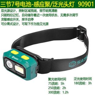 世达工具多功能聚泛光两用头灯长续航锂电感应工作灯90902  90901