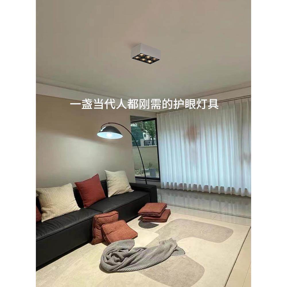 斗胆灯明装射灯可调角度防眩家用卧室长条格栅四头吸顶客厅无主灯