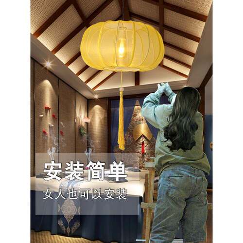 灯笼吊灯新中式布艺禅意中国风饭店茶室餐厅大堂火锅店装饰工程灯