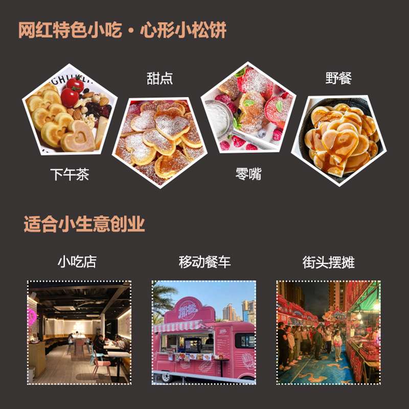 商用25孔心形松饼机电热华夫饼机心形铜锣烧机烤饼机25孔梅花机