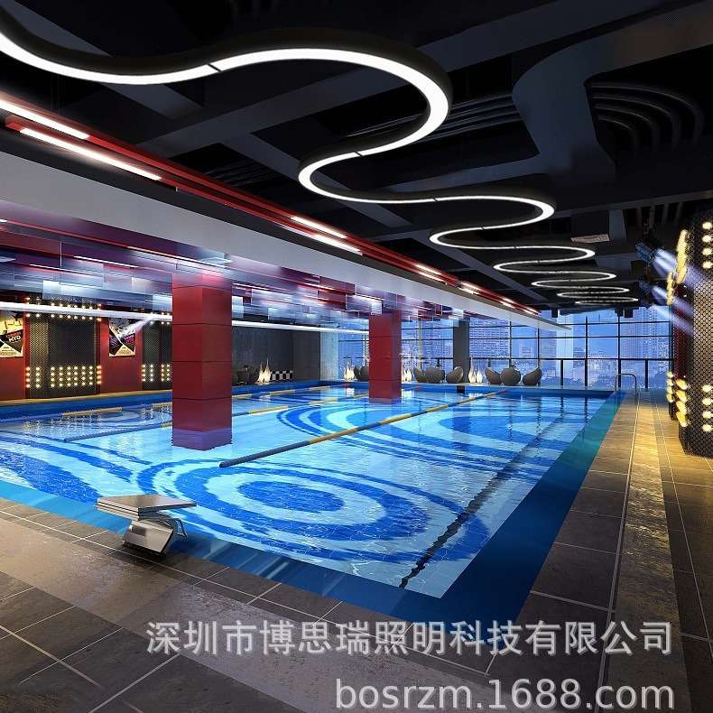 C形半圆S异形波浪造型灯led创意个性灯网咖健身房拼接办公室吊灯