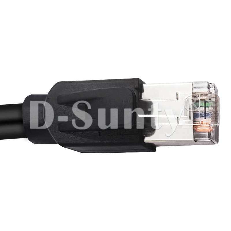航空接口M12母头转RJ45防水连接器工业视频转接双屏蔽高柔拖链线