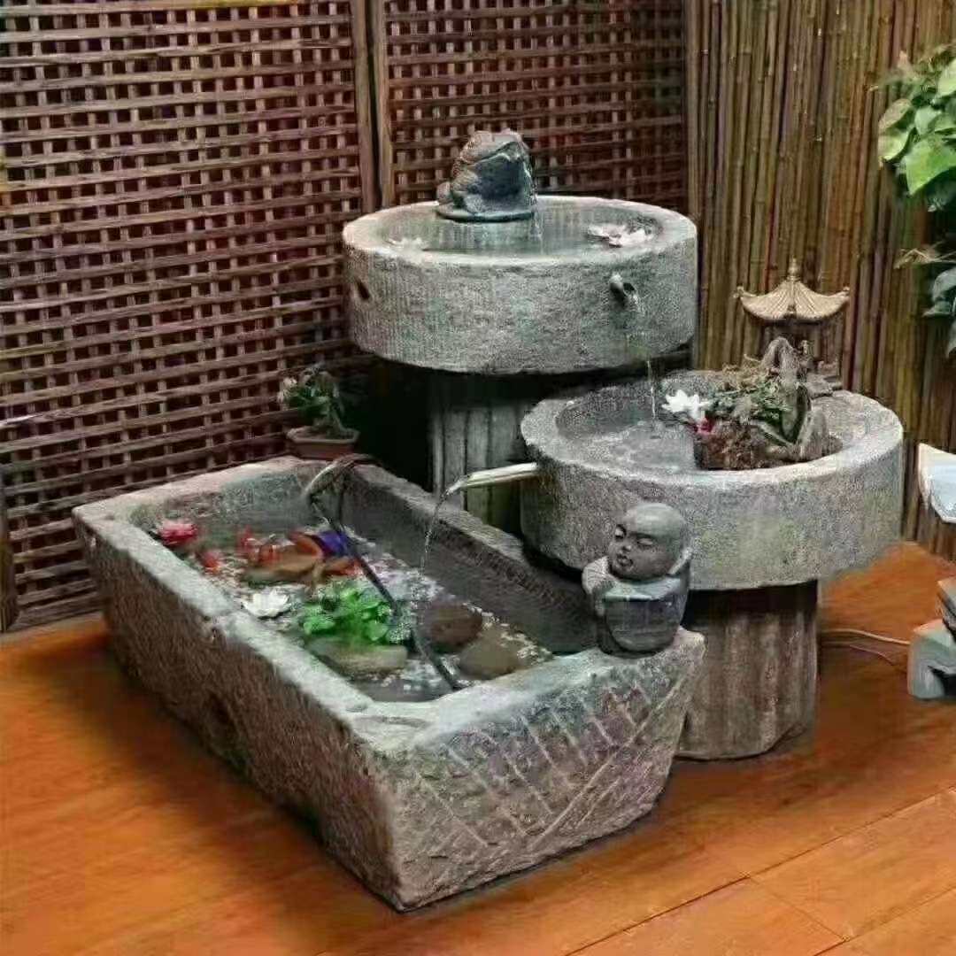 老旧石槽户外庭院复古花盆老石槽景区庭院摆件猪槽石盆流水组合水