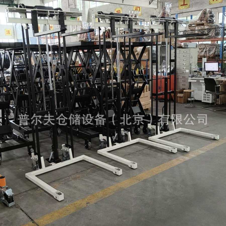 普尔夫非标轻型手动液压堆高车叉车工具车模具上料车上料机宽支腿