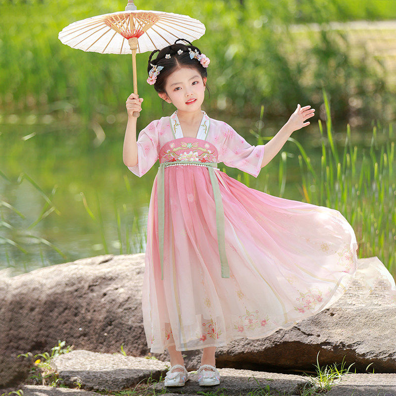 汉服女童2026新款春秋齐胸襦裙儿童古风连衣裙套装改良国风演出服