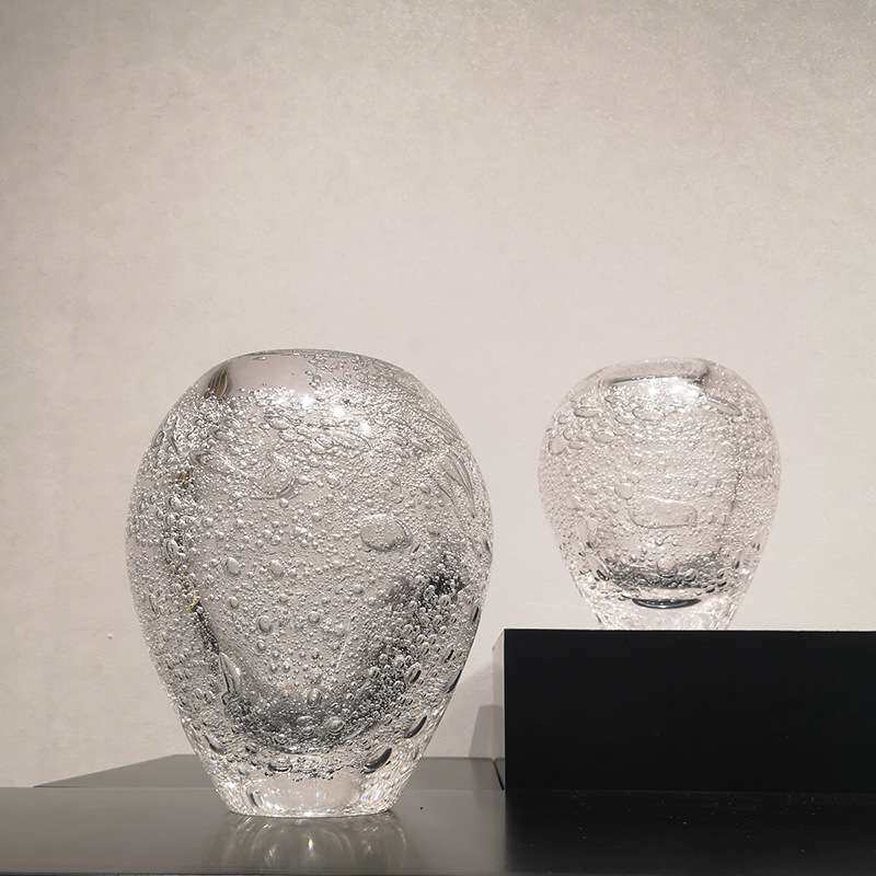 简约现代透明气泡琉璃花瓶家居软装饰品样板房间餐桌花器插花摆件