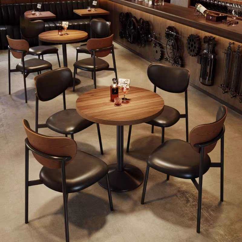 复古清吧酒吧实木桌椅组合餐吧酒馆咖啡店网红西餐厅餐饮卡座沙发