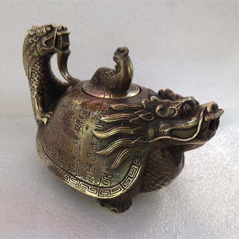 仿古件古玩铜器厂家 铜器茶壶古玩做旧龙茶壶摆件地摊夜市货源