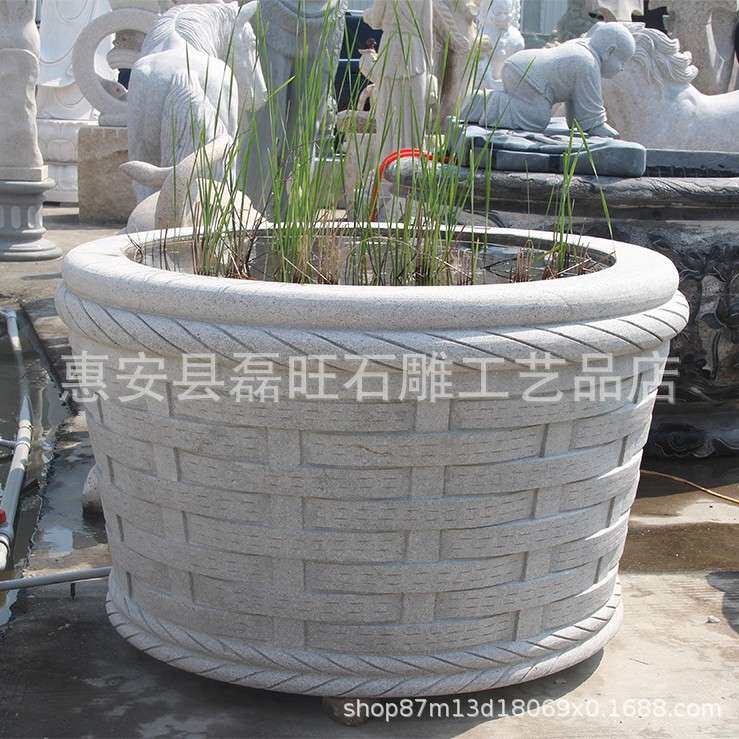 石雕欧式花盆公园别墅石材花钵福建厂家供应小区绿化园林花盆花篮