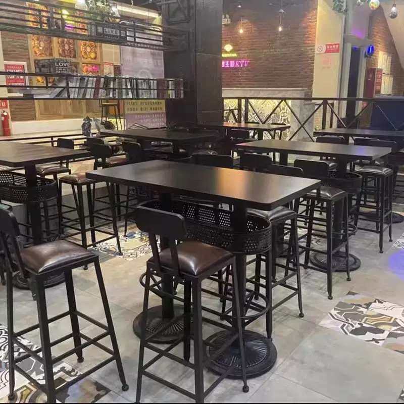 酒吧清吧ktv咖啡厅高脚桌椅组合复古吧台凳工业风小酒馆散台桌子
