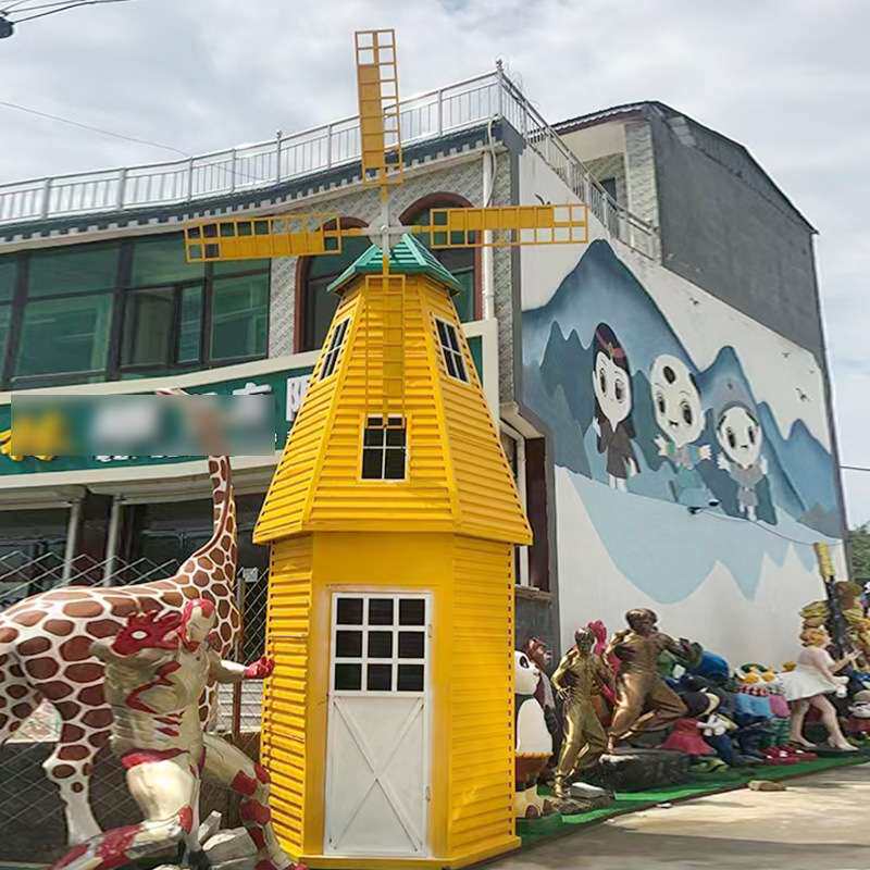 厂家供应户外大型不锈钢荷兰景观风车景区公园不锈钢电动旋转摆件