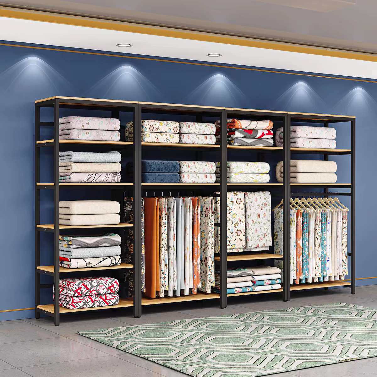 家纺店货架展示架婚庆店床上用品四件套枕芯被套货柜布料置物架