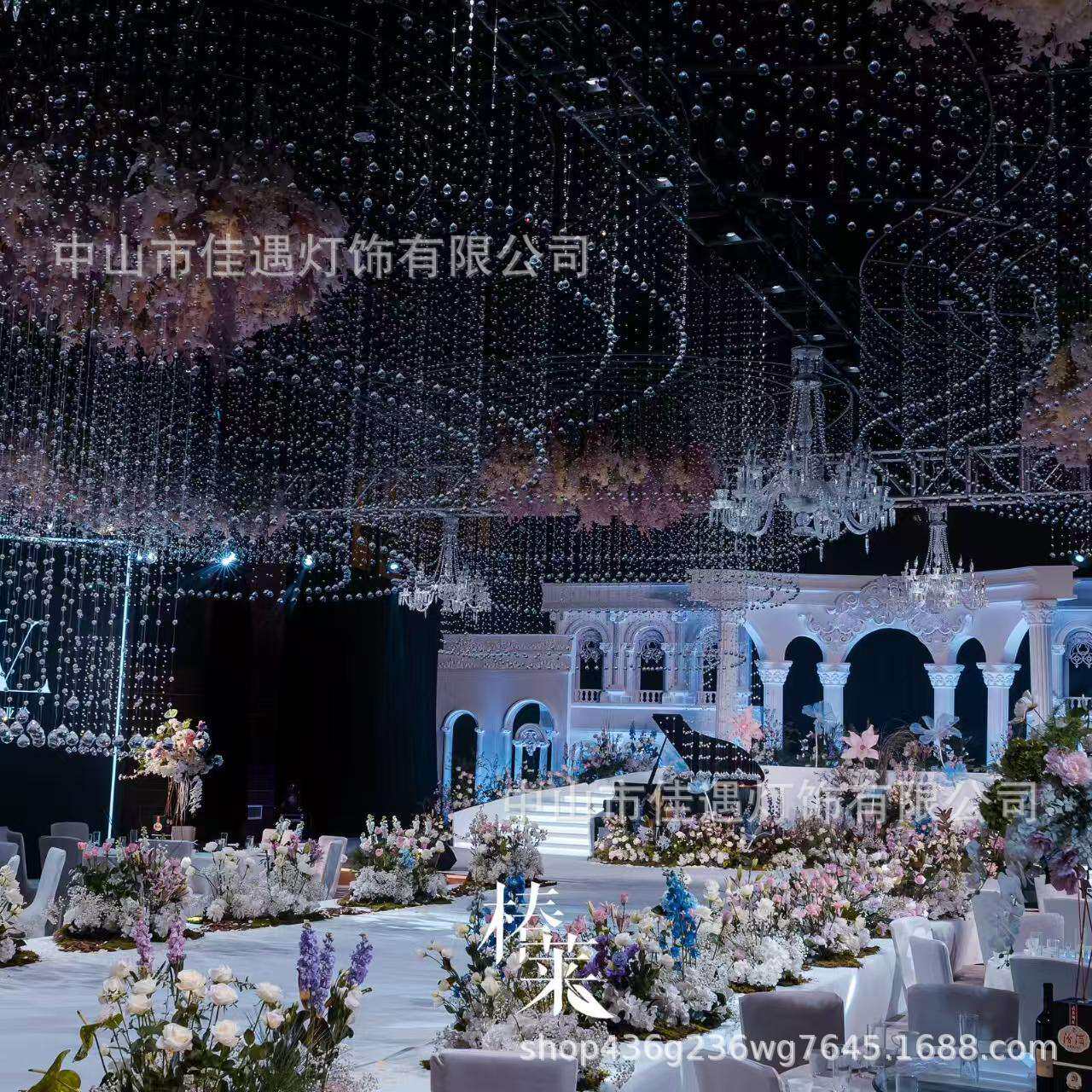 厂家 新款法式亚克力水晶吊灯婚礼堂舞台装饰吊灯吊顶婚庆道具