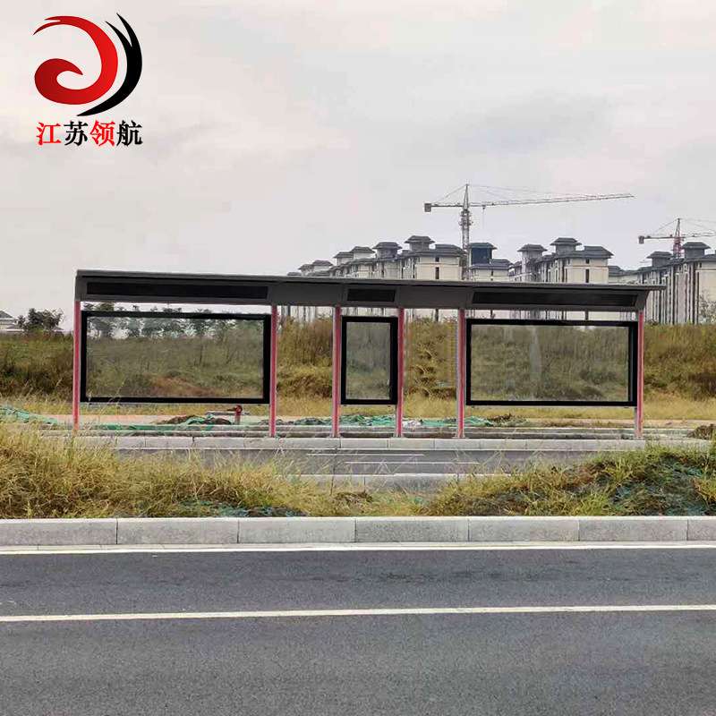候车亭武汉型材站台灯箱8米仿古公交站亭不锈钢智能公交电子站牌