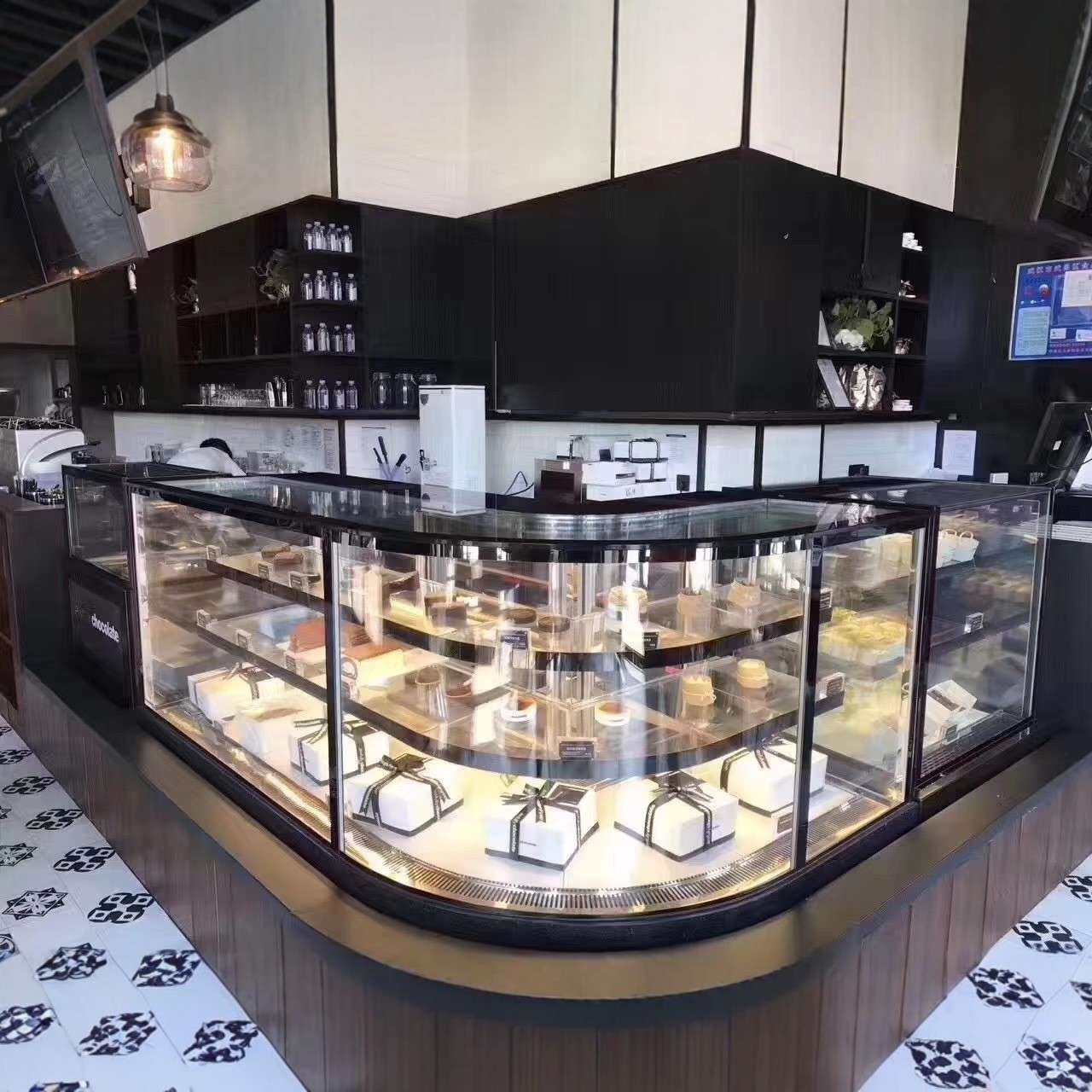 烘焙店蛋糕冷藏展示柜弧形甜品冰柜西点保鲜柜卧式风冷冰箱